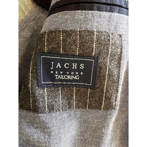 Jachs Two Button Blazer Men's M Gray Cotton Stripe Lined Pockets Notch Lapel - Picture 10 of 12